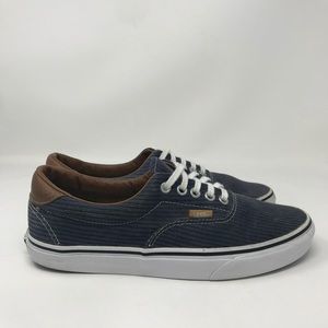 Navy blue striped Vans